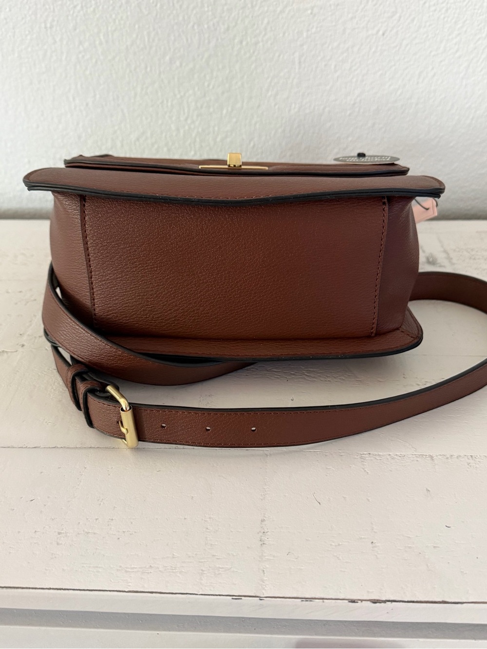 BCBGeneration Chocolate Brown Teddy Bear Charm Top Handle Crossbody Bag - Picture 9 of 14